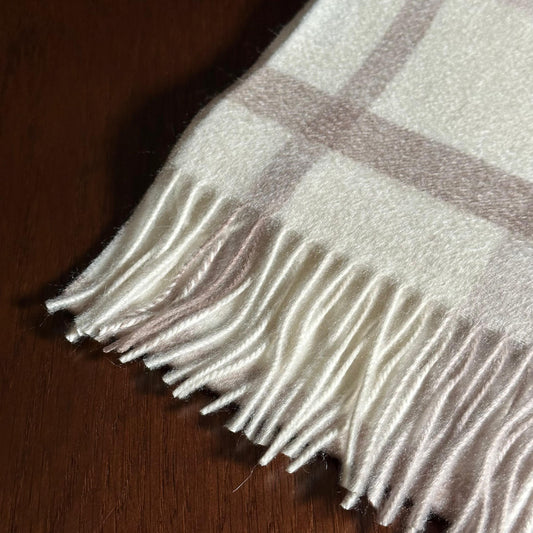 Neutral Cream Windowpane - Cashmere Scarf
