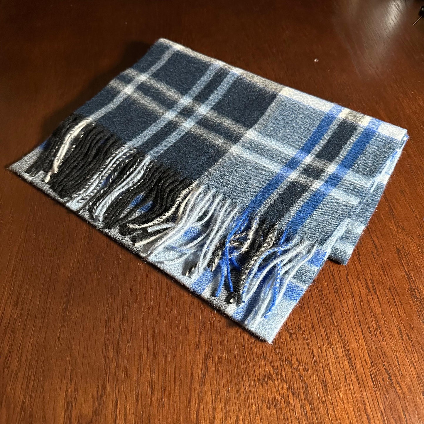 Blue Plaid -Cashmere Scarf